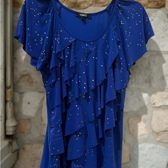 Elementz Tops - Women's Blue Ruffled Top | Elementz Size S | Go-To-Top